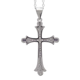 925 Sterling Silver Cross Pendant Decorated with CZ Simulated Diamonds - bluewhiteshop