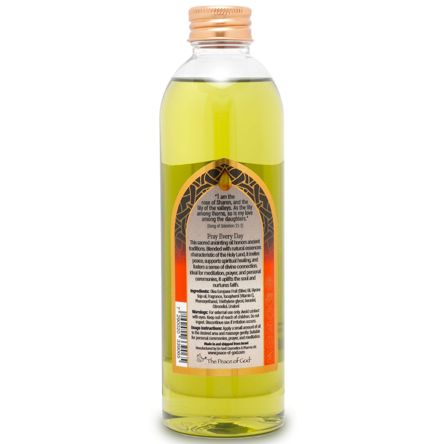 Holy Land anointing oil for prayer and meditation, made in Israel with olive oil, supports spiritual healing and peace.