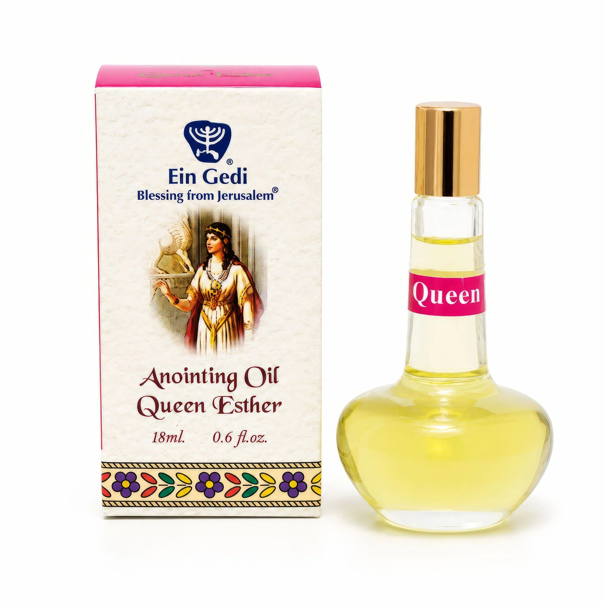 Queen Esther anointing oil by Ein Gedi with 18 ml bottle and gift box