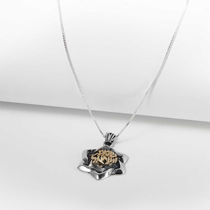 Shema Yisrael Star of David pendant on a silver box chain