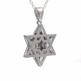 Star of David Necklace with Diamonds 14К Gold and Enamel