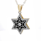 Star of David Necklace with Diamonds 14К Gold and Enamel