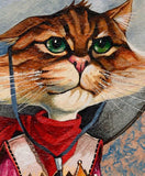 Acrylic painting Sheriff Cat 50x60cm on Rice Paper by Ishchenko Orgnl - bluewhiteshop
