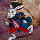 Acrylic wall art "White Rabbit" Paint by Ishchenko on Rice Paper - bluewhiteshop