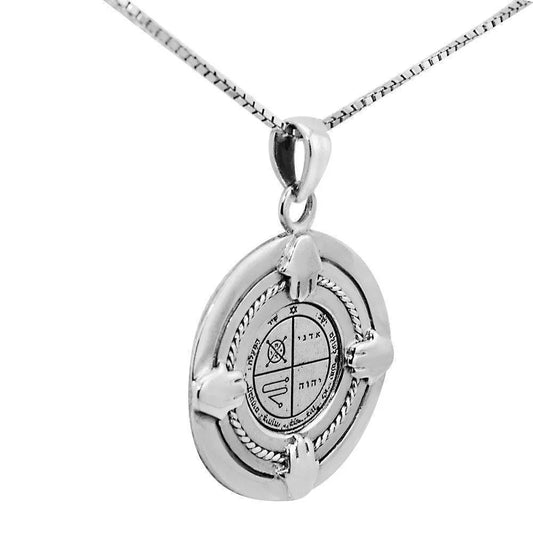 Against Evil Eye Seal Amulet King Solomon Pendant Silver 925 Gold Plated Talisman with Hamsa - bluewhiteshop