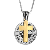 Amulet Kabbalah Tree of Life with 9K Gold Cross Sterling Silver Necklace - bluewhiteshop