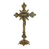 Antique Brass Cooper Catholic Altar Wall Crucifix INRI Standing Jesus 25cm - bluewhiteshop