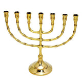 Brass Copper Classic 7 Branched Jewish Menorah 8.3inch - bluewhiteshop