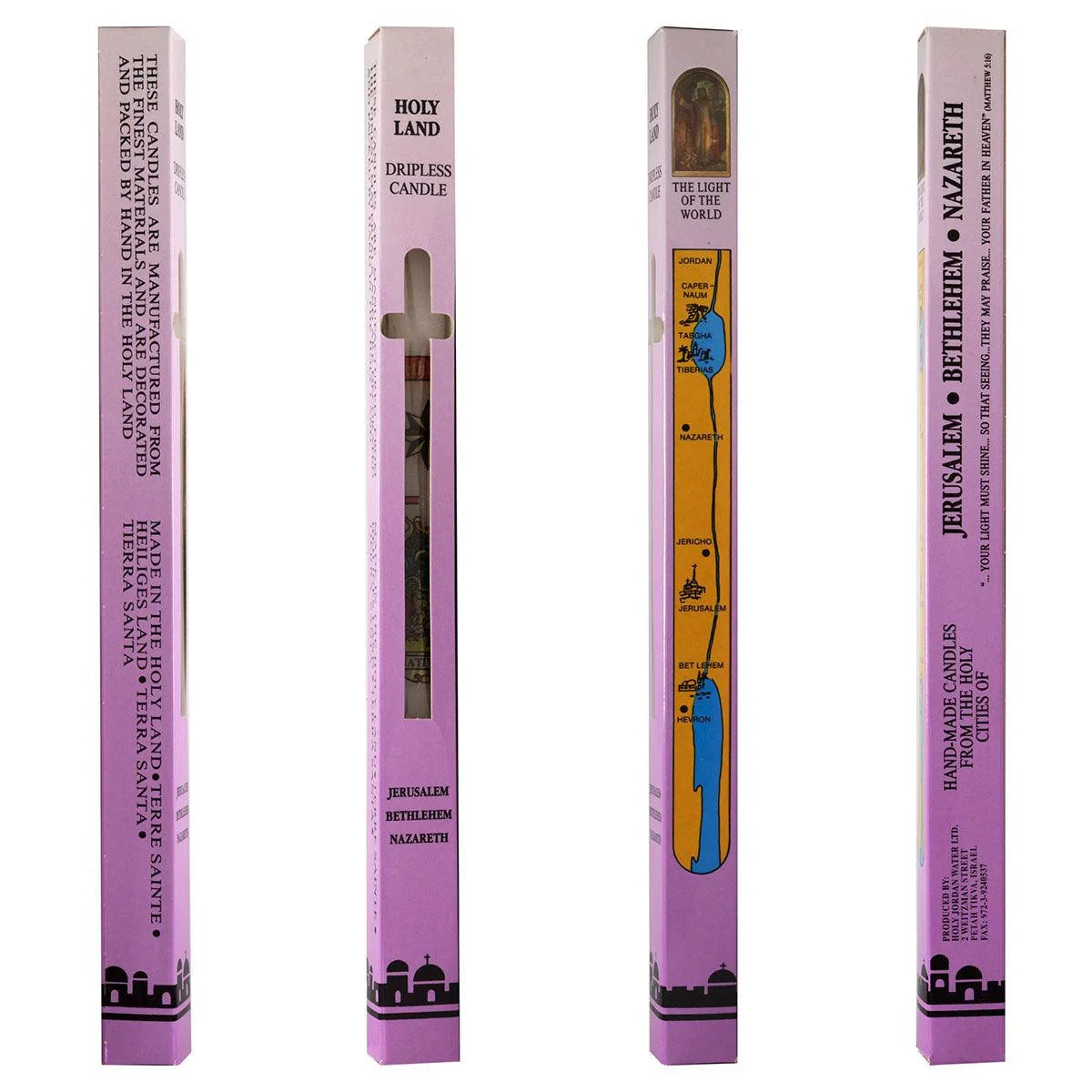 Candle From Holy Land, Jerusalem, Bethlehem, Nazareth - bluewhiteshop