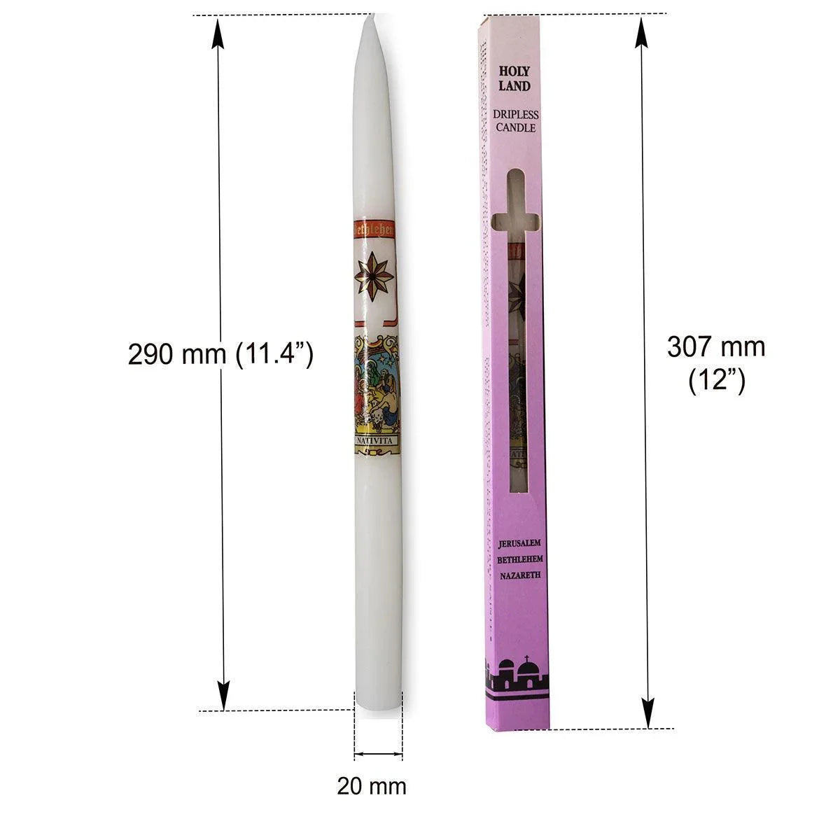 Candle From Holy Land, Jerusalem, Bethlehem, Nazareth - bluewhiteshop