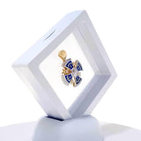 Diamond Jerusalem Cross 14K White & Yellow Gold and Blue Enamel - bluewhiteshop