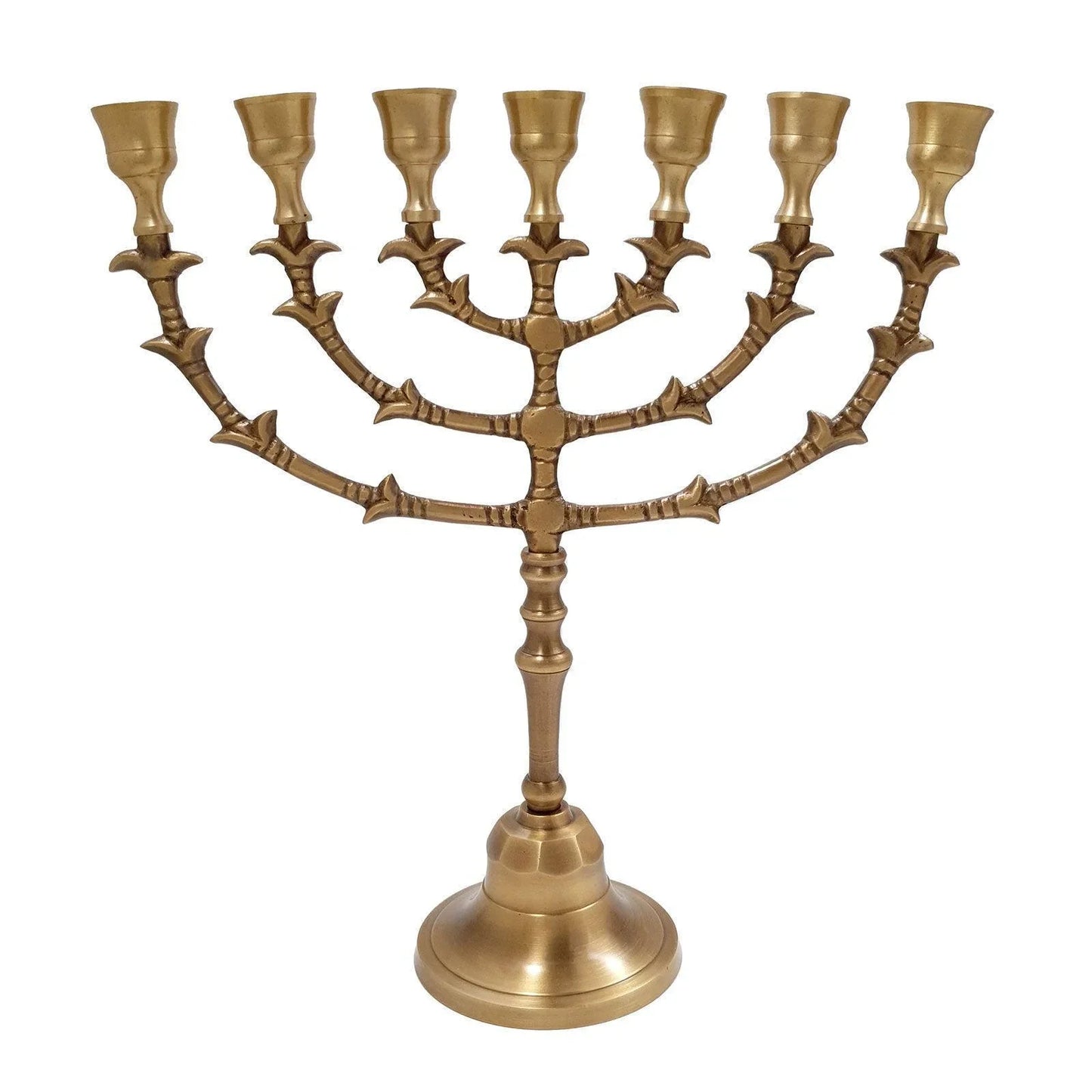 Elegant Seven Branched Jerusalem Menorah 12,2 inch Antique Bronze - bluewhiteshop