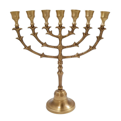 Elegant Seven Branched Jerusalem Menorah 12,2 inch Antique Bronze - bluewhiteshop