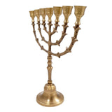 Elegant Seven Branched Jerusalem Menorah 12,2 inch Antique Bronze - bluewhiteshop