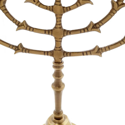 Elegant Seven Branched Jerusalem Menorah 12,2 inch Antique Bronze - bluewhiteshop