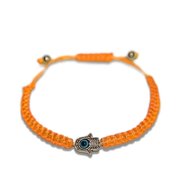 FREE Adjustable Orange String Bracelet with Hamsa Hand Blessed in Holy Land - bluewhiteshop