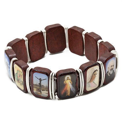 Free Wooden Bracelet with Saints and Holy Images - bluewhiteshop
