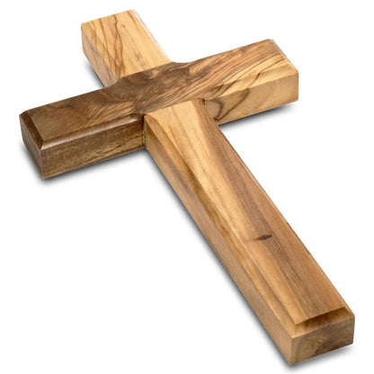 Genuine Olive Wood Holding and Wall Cross from Holy Land - bluewhiteshop