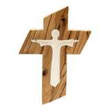 Genuine Olive Wood Holding and Wall Cross from Holy Land 5 inch - bluewhiteshop