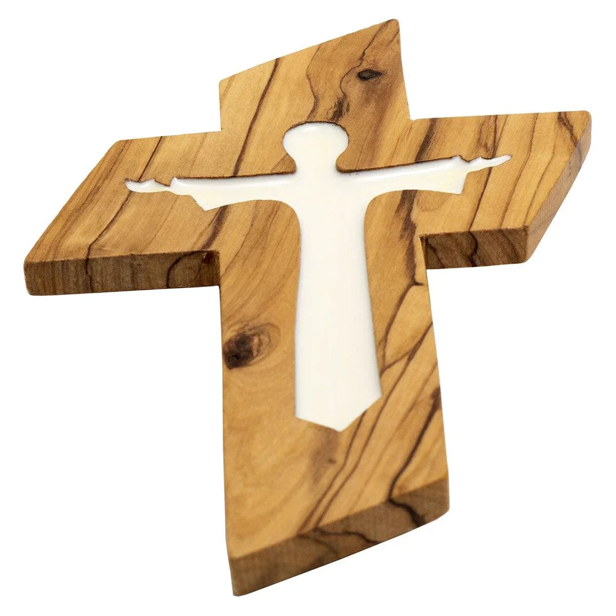 Genuine Olive Wood Holding and Wall Cross from Holy Land 5 inch - bluewhiteshop