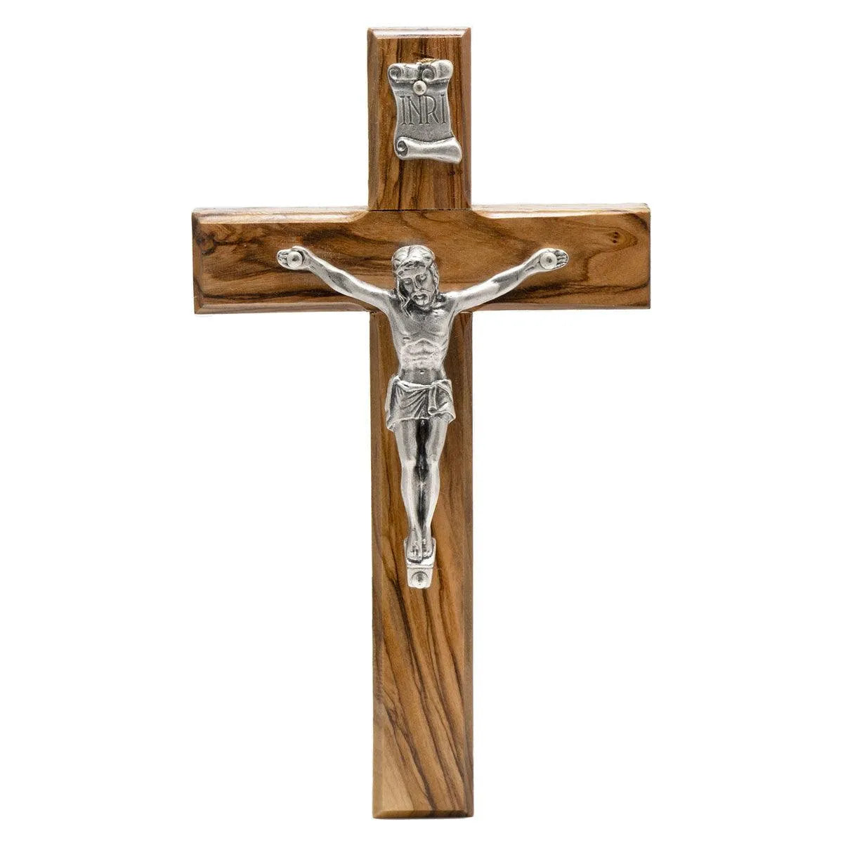 Genuine Olive Wood Holding and Wall Crucifix from Holy Land 6.1 inch - bluewhiteshop