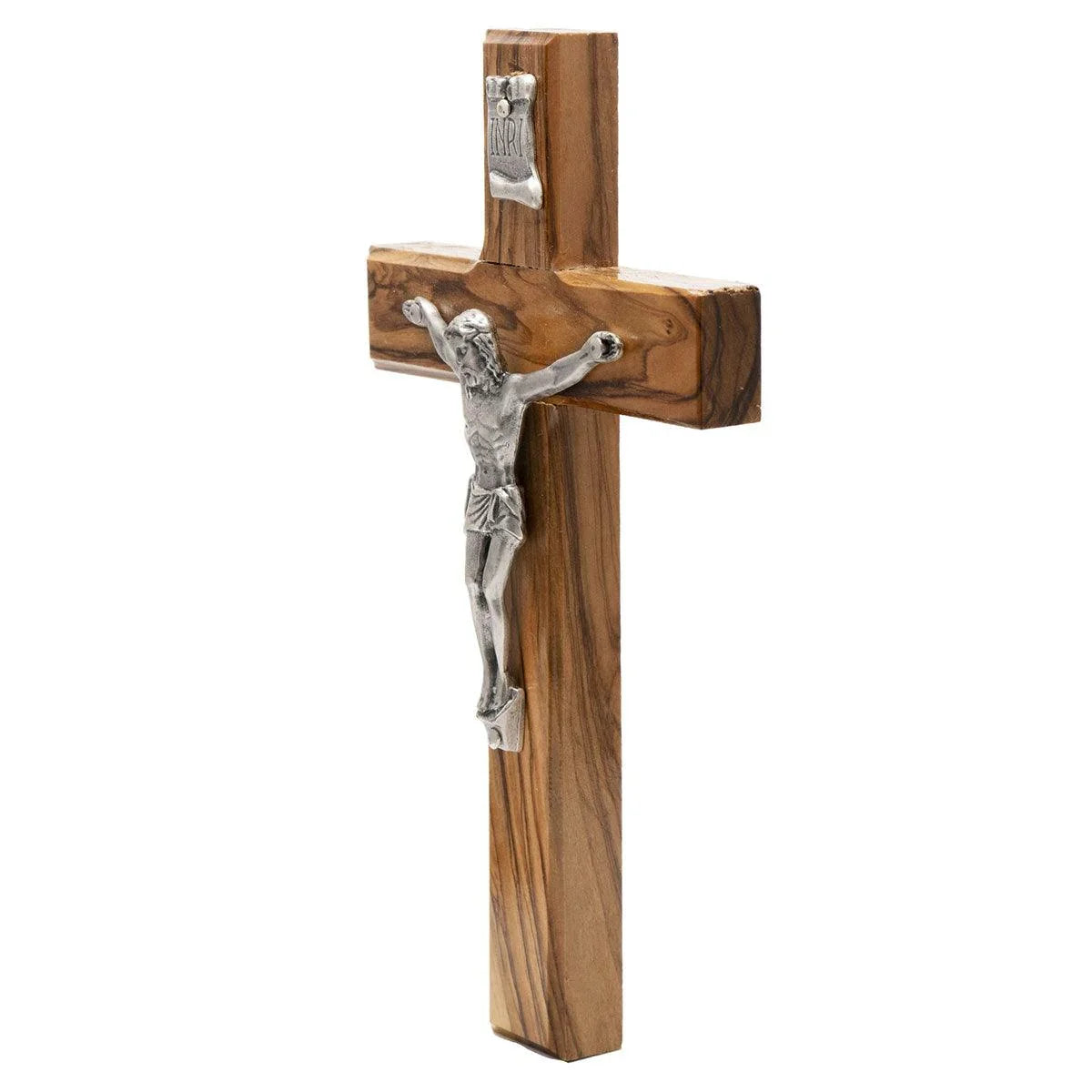 Genuine Olive Wood Holding and Wall Crucifix from Holy Land 6.1 inch - bluewhiteshop