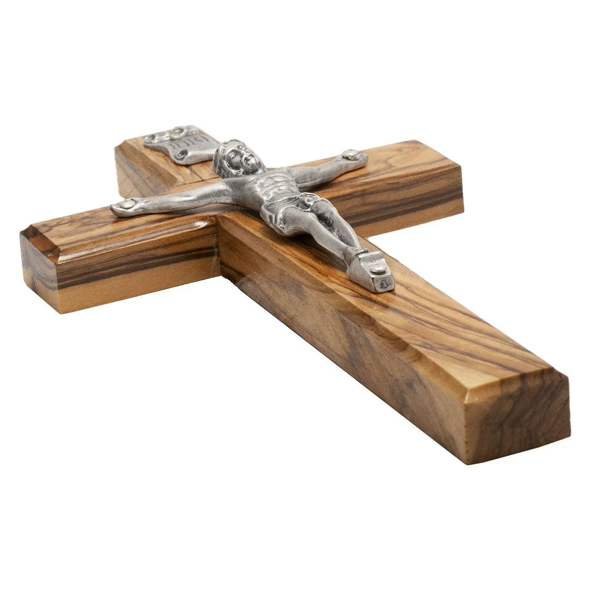Genuine Olive Wood Holding and Wall Crucifix from Holy Land 6.1 inch - bluewhiteshop