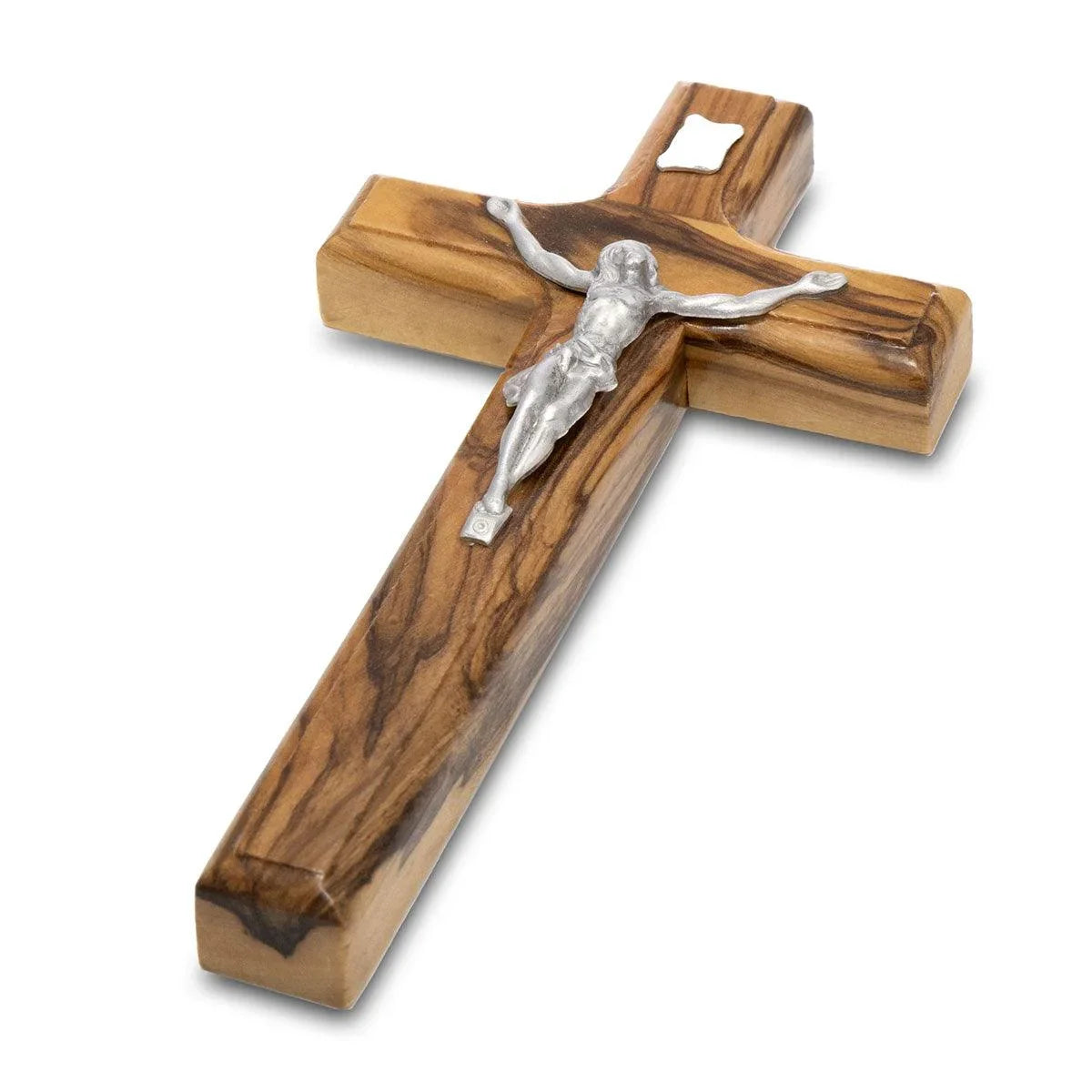 Genuine Olive Wood Holding and Wall Crucifix from Holy Land - bluewhiteshop