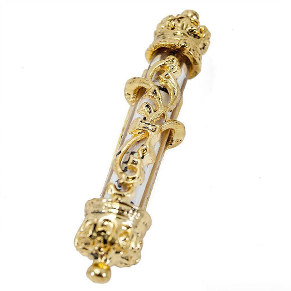 Glass Gold Plated Car Mezuzah with NON Kosher Scroll - bluewhiteshop