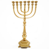 Gold Plated Seven Branch Big Menorah from Jerusalem 18 inch Brass - bluewhiteshop