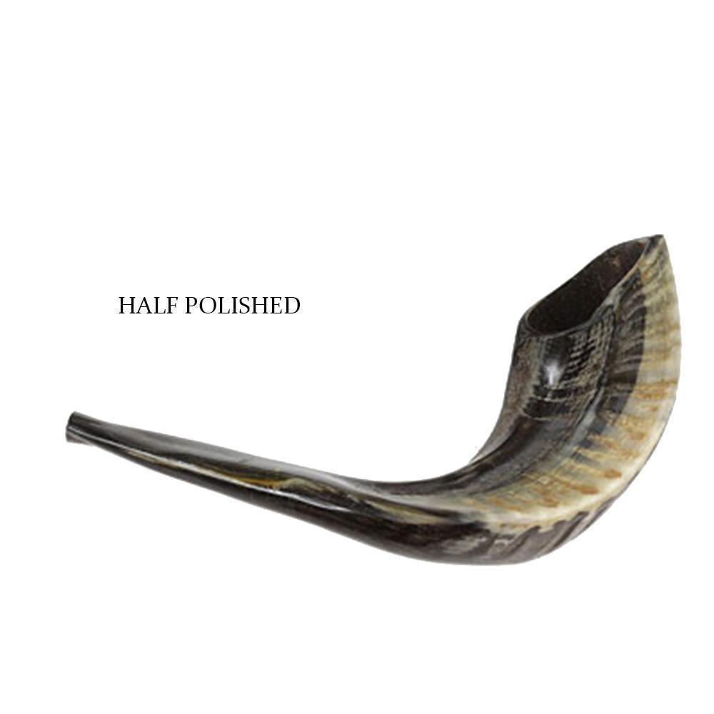 Half Polished Natural Kosher Jewish Shofar Ram Horn 30-34 cm Israel - bluewhiteshop