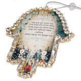 Hamsa Hand Home Blessing with Crystals Wall Pendant Decor Jerusalem - bluewhiteshop