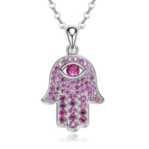 Hamsa Hand Pendant in 925 Sterling Silver with AAA Zircon Perfect Gift for Women - bluewhiteshop