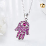 Hamsa Hand Pendant in 925 Sterling Silver with AAA Zircon Perfect Gift for Women - bluewhiteshop