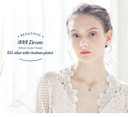 Hamsa Hand Pendant in 925 Sterling Silver with AAA Zircon Perfect Gift for Women - bluewhiteshop