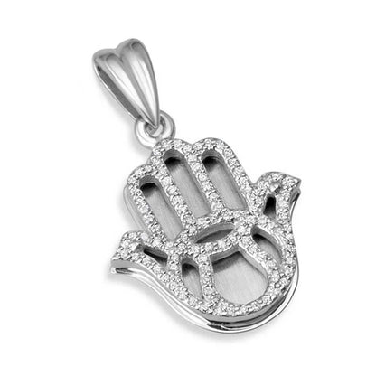 Hamsa Hand Pendant White Gold 14K With 95 Diamonds Jewelry by Anbinder - bluewhiteshop