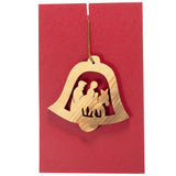 Handcrafted Olive Wood Christmas Ornament Bell Nativity scenes - bluewhiteshop