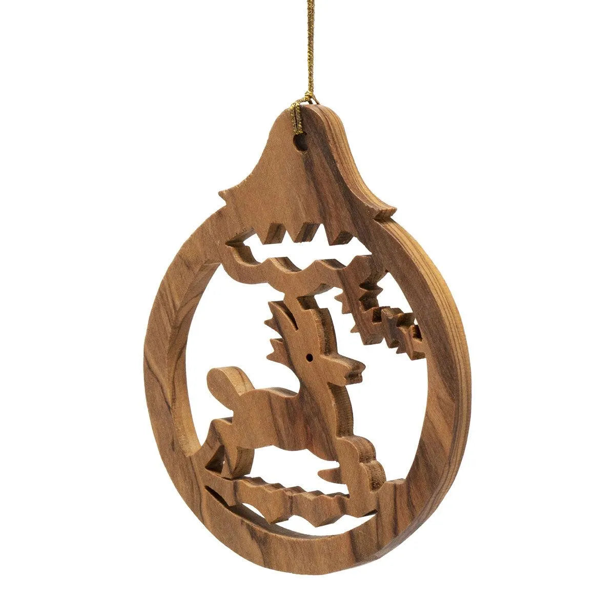 Handcrafted Olive Wood Christmas Ornament deer - bluewhiteshop