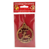 Handcrafted Olive Wood Christmas Ornament deer - bluewhiteshop
