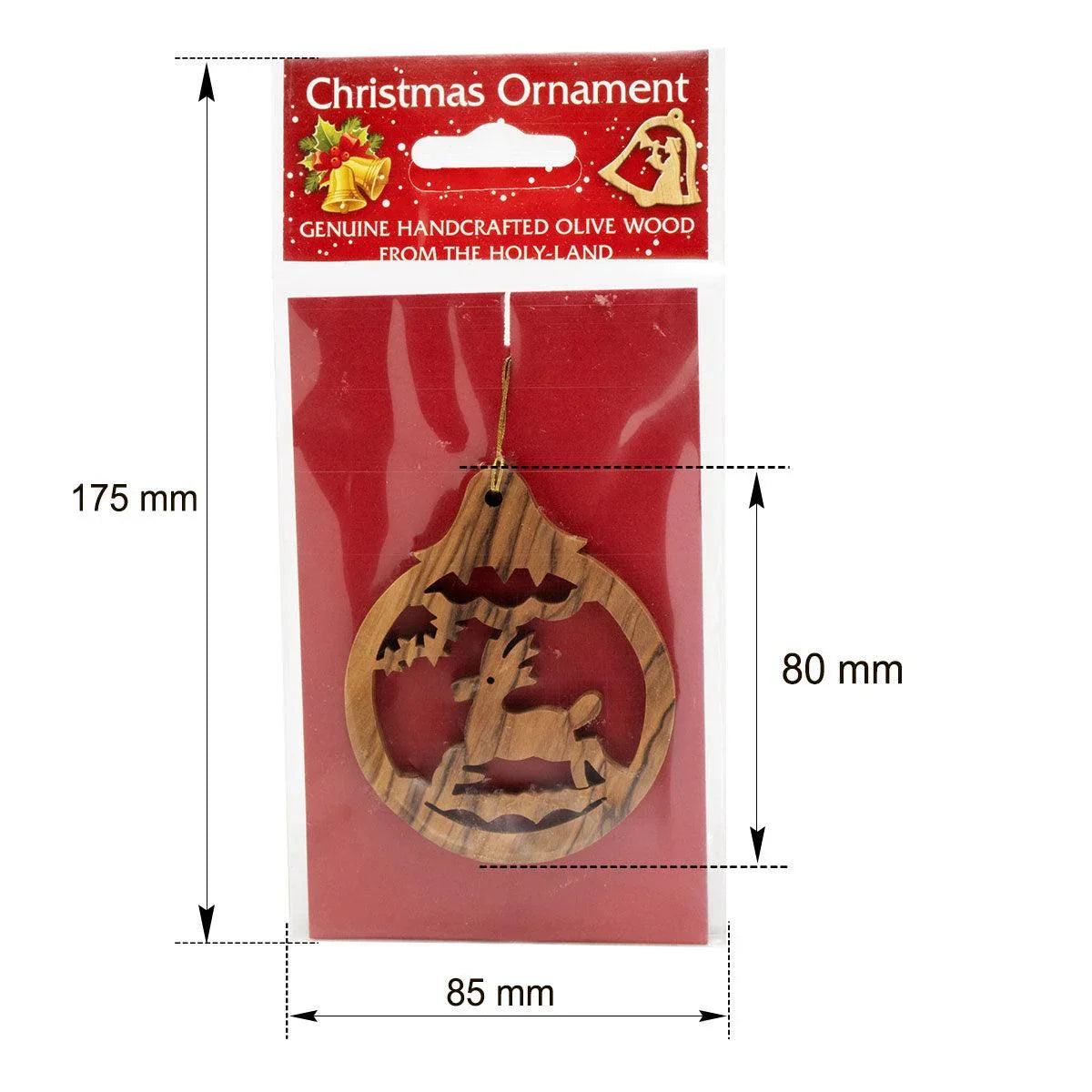 Handcrafted Olive Wood Christmas Ornament deer - bluewhiteshop