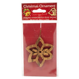 Handcrafted Olive Wood Christmas Ornament snowflake - bluewhiteshop
