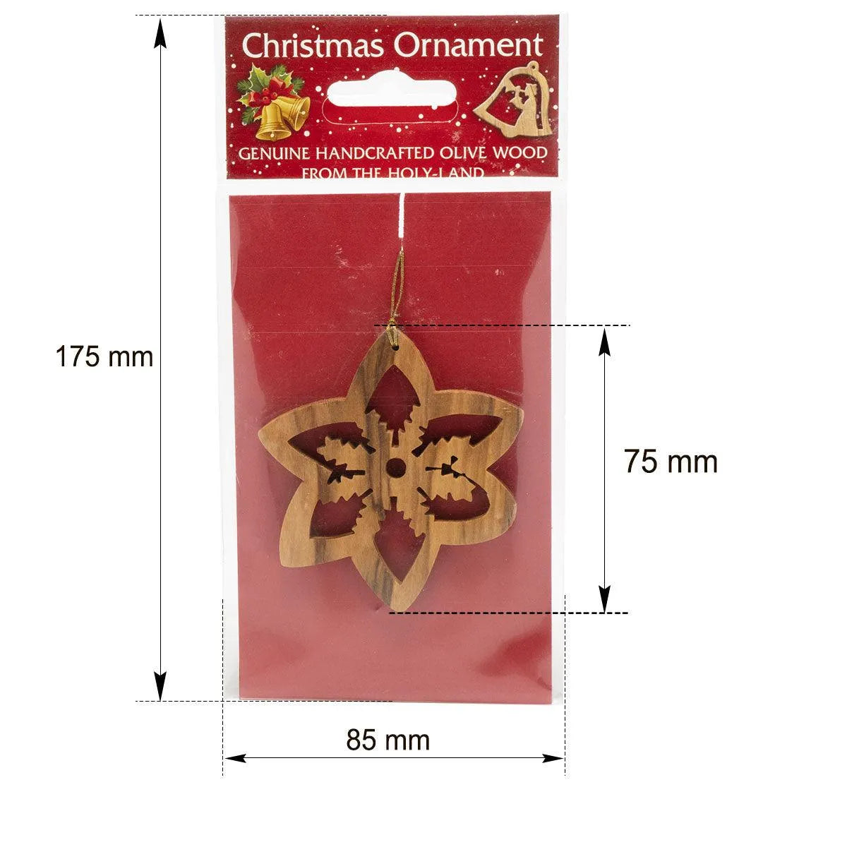 Handcrafted Olive Wood Christmas Ornament snowflake - bluewhiteshop