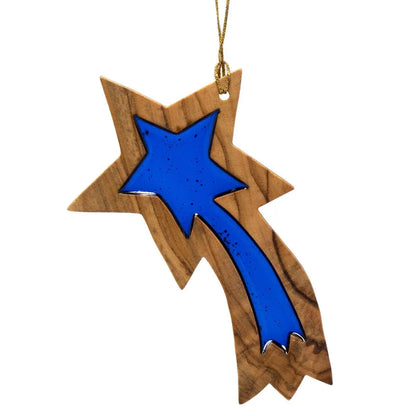 Handcrafted Olive Wood Christmas Ornament Star of Bethlehem - bluewhiteshop