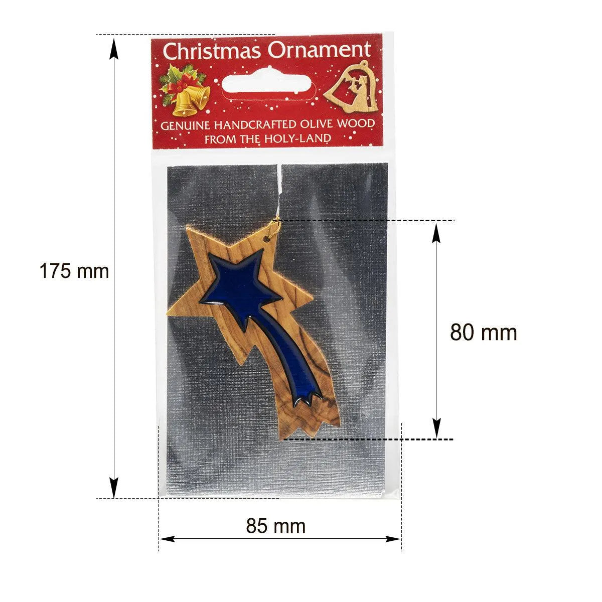 Handcrafted Olive Wood Christmas Ornament Star of Bethlehem - bluewhiteshop