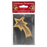 Handcrafted Olive Wood Christmas Ornament Star of Bethlehem (white) - bluewhiteshop