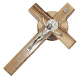 Handmade cross made of olive wood Saint Benedict Medal from Holy Land 20cm - bluewhiteshop