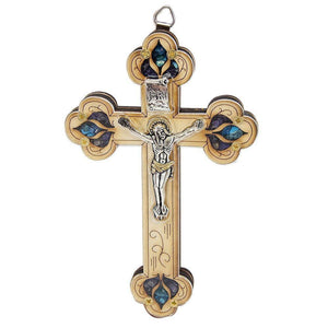 Handmade Crucifix with Semi-Precious Stones blessed in Jerusalem 5.5" - bluewhiteshop