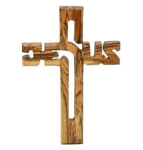 Handmade Olive Wood Wall Cross Jesus - bluewhiteshop