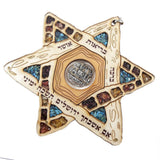 Handmade Wooden Star of David with Wish of Health and Happiness Home Decor - bluewhiteshop