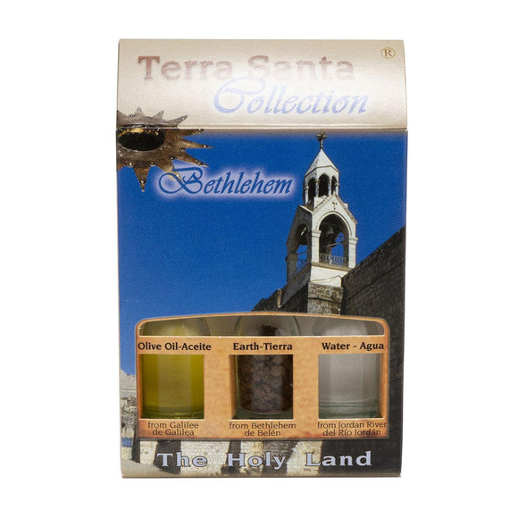 Holy Land Gift Set: Holy Water, Olive Oil, Earth - Bethlehem - bluewhiteshop